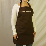 I Love (Heart) Bacon Apron - Brown w/ Pockets