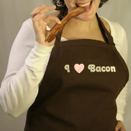 I Love (Heart) Bacon Apron - Brown w/ Pockets