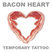 Bacon Temporary Tattoo Large Heart