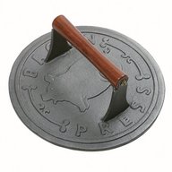 Bacon Press Cast Iron Grill Weight Pig Design Round - 8 5/8"