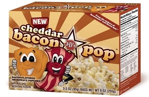 J&D's BaconPOP Cheddar Cheese Bacon Flavor Microwave Popcorn Flavored Pop Corn (Box of 3 bags)