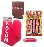 Bacon Lovers Gift Pack (4pc Set) - Bacon Socks, Drink Koozie, Wristband & Air Freshener