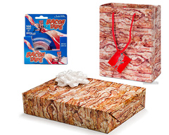 Bacon Gift Wrapping Kit (3 pc Set) - Gift Wrap Paper, Tape & Gift Bag with Card