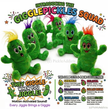 The GigglePickles 6 Pack Gift Bundle -  ALL SIX - Plush Giggle Pickle Pals - Giggling Pickles Toy